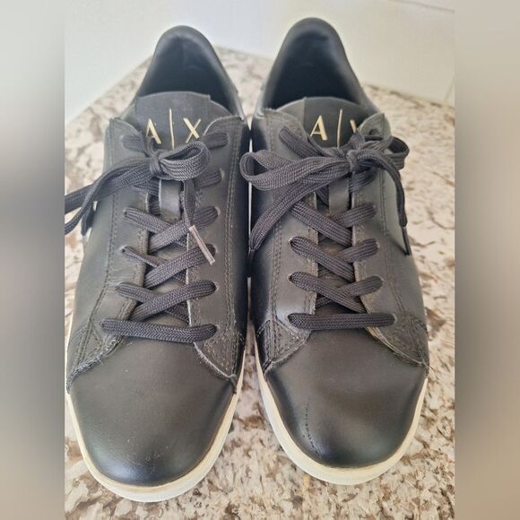 A/X Armani Exchange Women's Sneakers Size 9 - Used Black Leather Sports Shoes - Picture 1 of 11